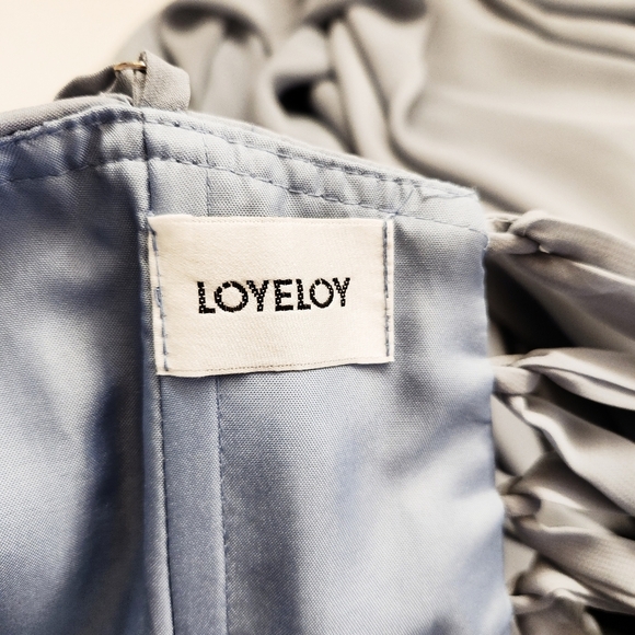 LoyeLoy Blue Chiffon Cold Shoulder Bridesmaid Maxi Dress Gown Long Slit Size - Picture 2 of 7